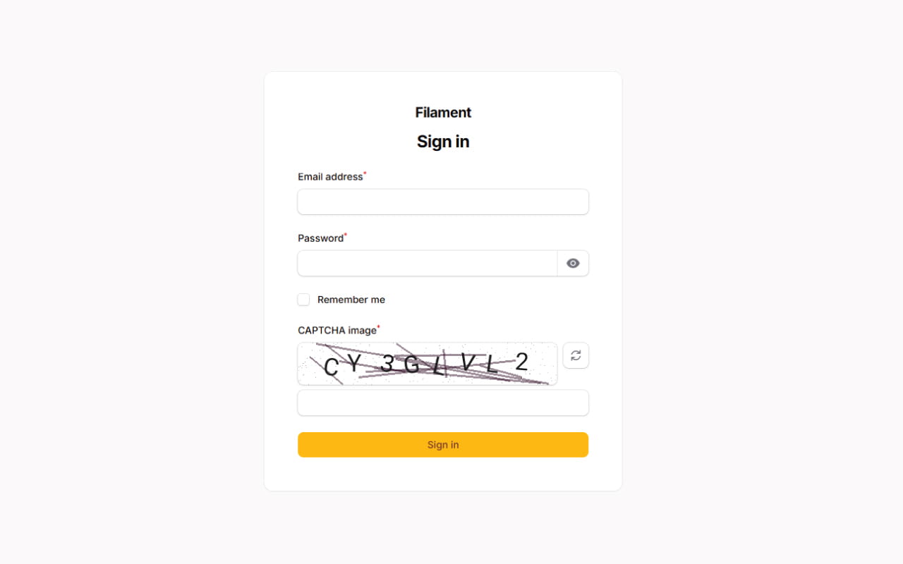 Filament login CAPTCHA (Light)